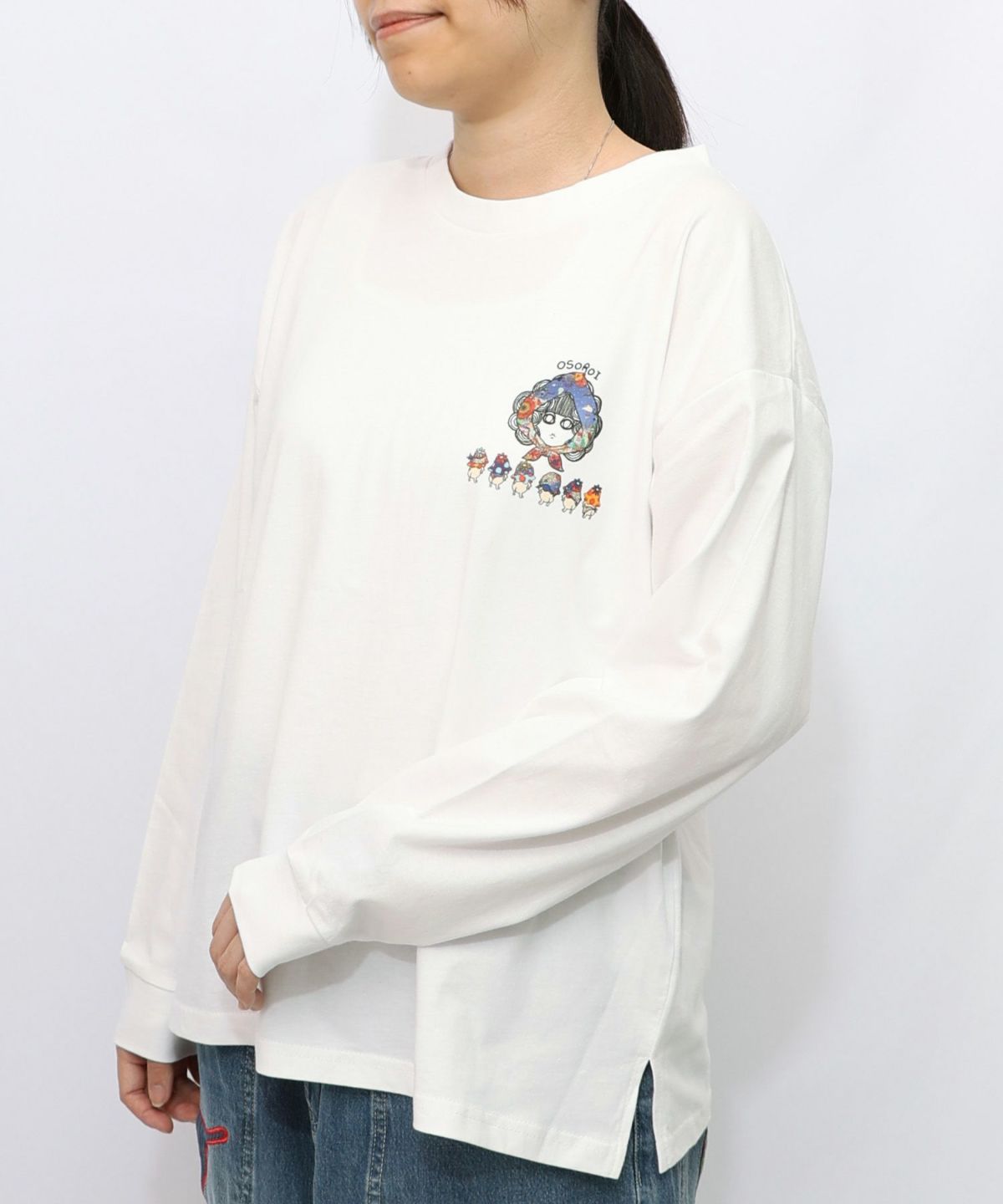 ぷりけつキノコ柄スカーフ付ロンTシャツ-14
