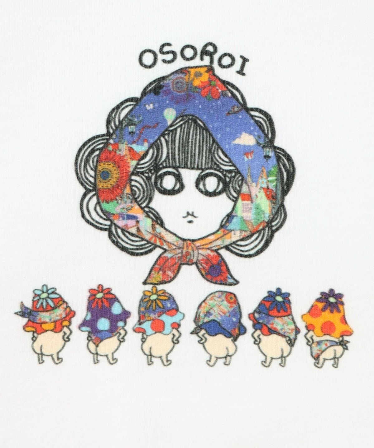 ぷりけつキノコ柄スカーフ付ロンTシャツ-16