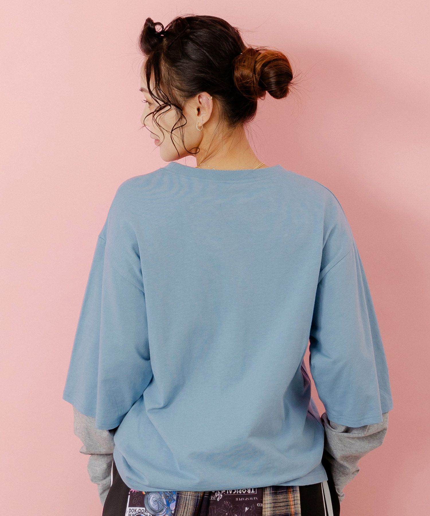 スカラーキャラクターズ柄 レイヤード風ロンT-5