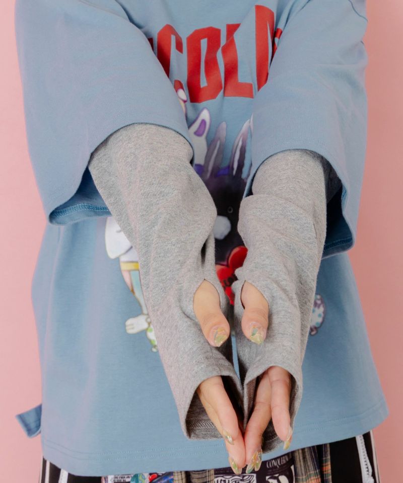 スカラーキャラクターズ柄 レイヤード風ロンT-7