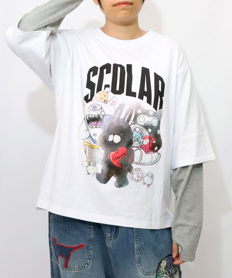 153623：スカラーキャラクターズ柄 レイヤード風ロンTの通販-ScoLar