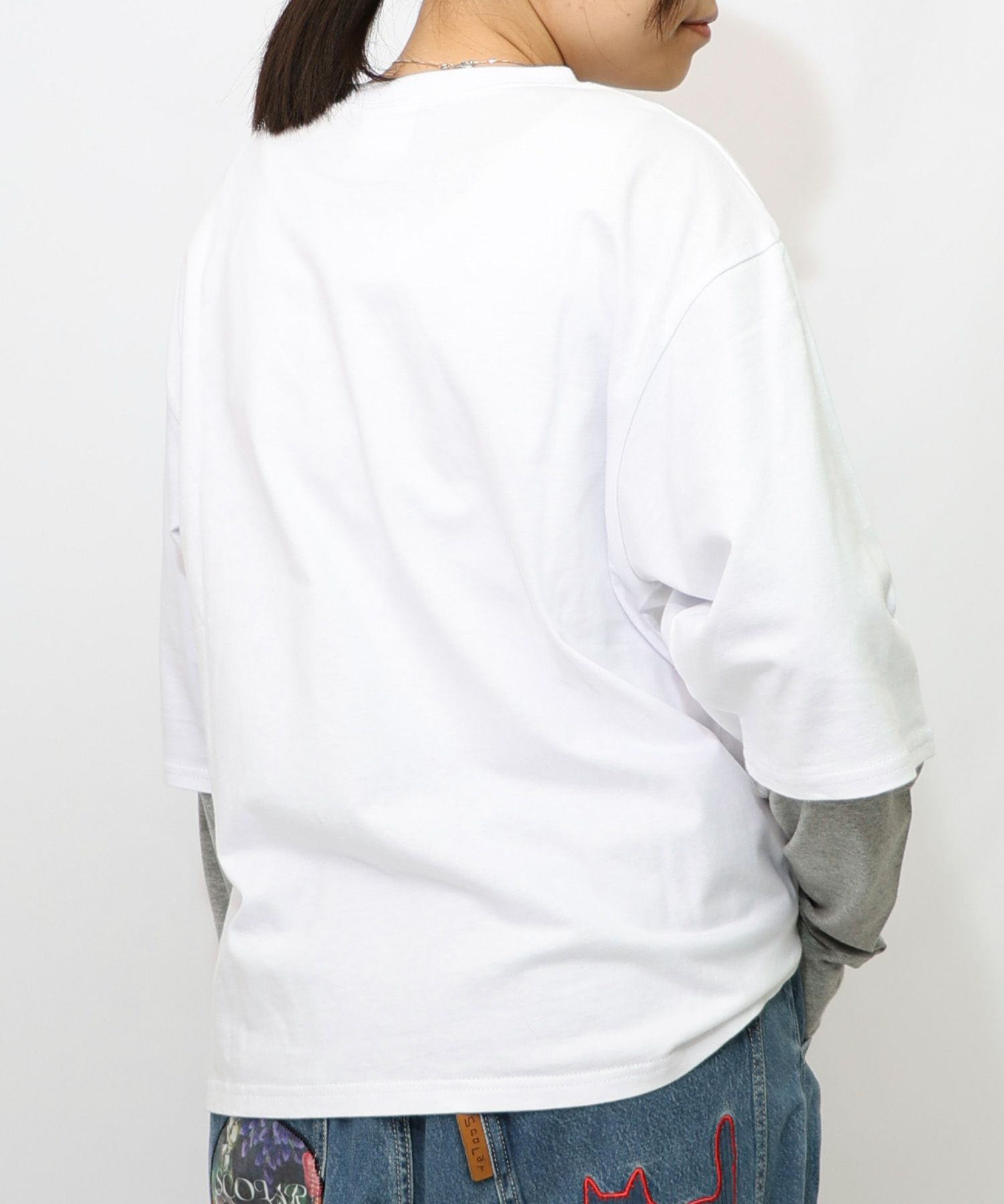 スカラーキャラクターズ柄 レイヤード風ロンT-11