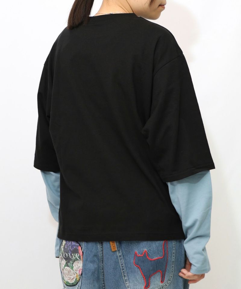 スカラーキャラクターズ柄 レイヤード風ロンT-15