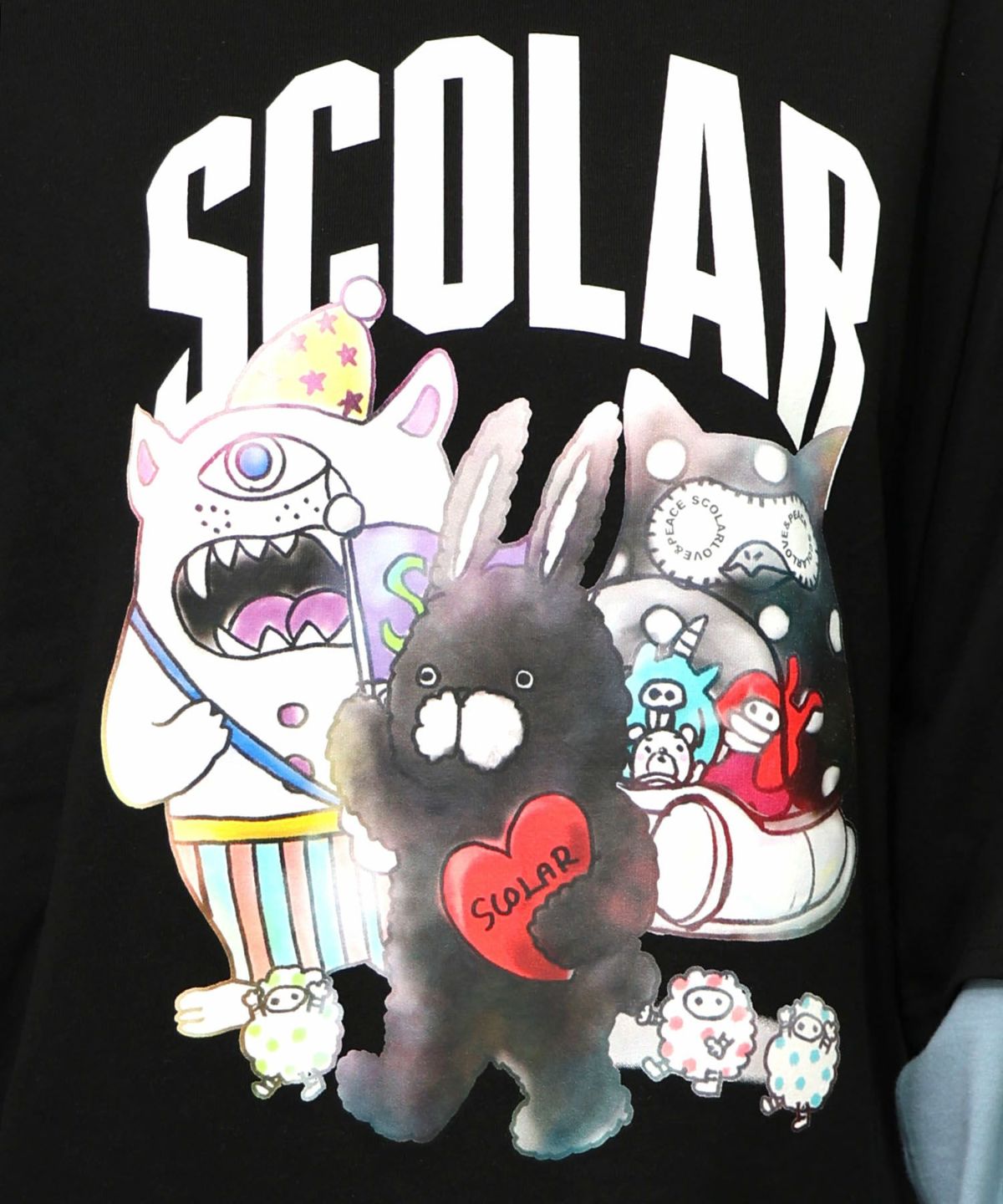 スカラーキャラクターズ柄 レイヤード風ロンT-16