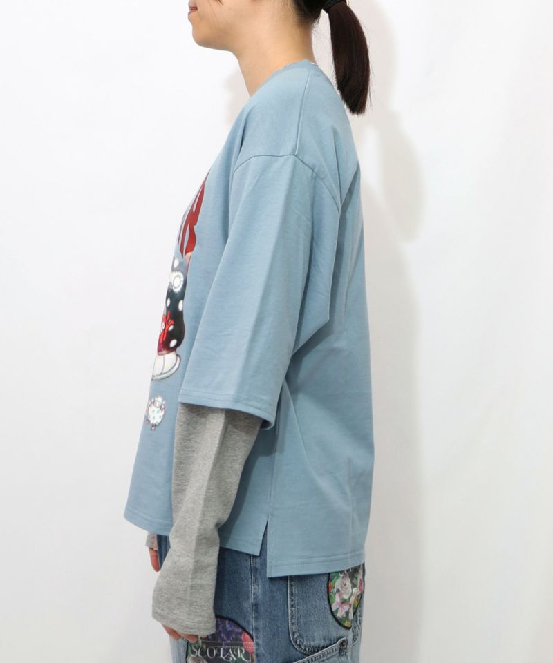 スカラーキャラクターズ柄 レイヤード風ロンT-18