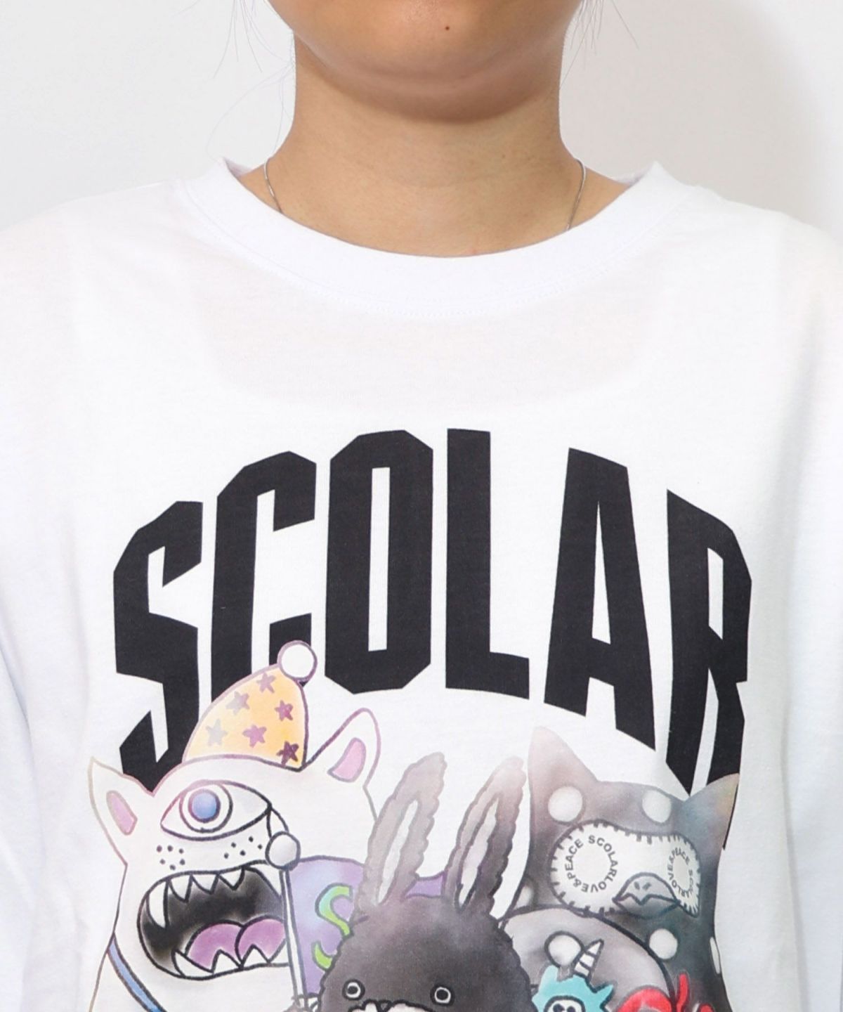 スカラーキャラクターズ柄 レイヤード風ロンT-21