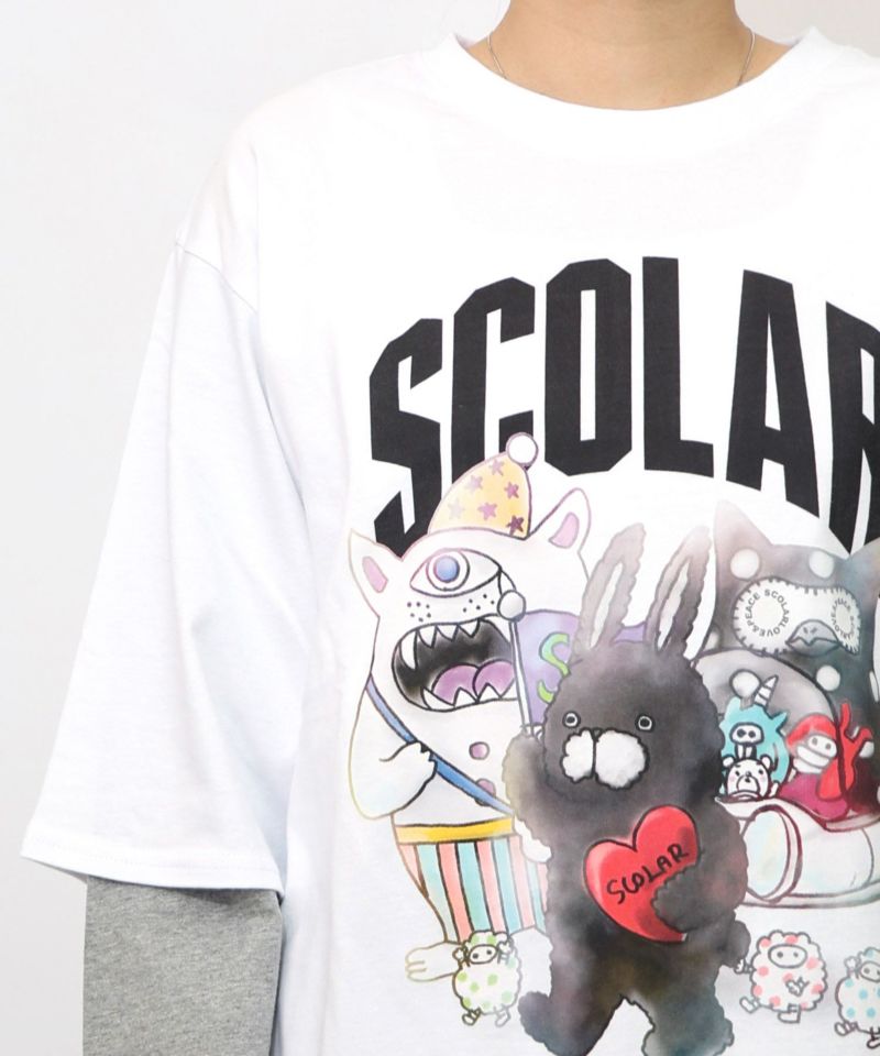 スカラーキャラクターズ柄 レイヤード風ロンT-22