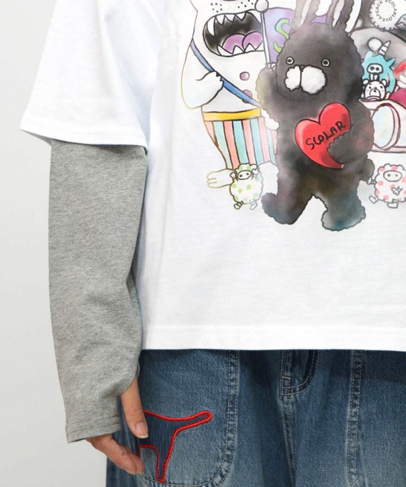 スカラーキャラクターズ柄 レイヤード風ロンT-23