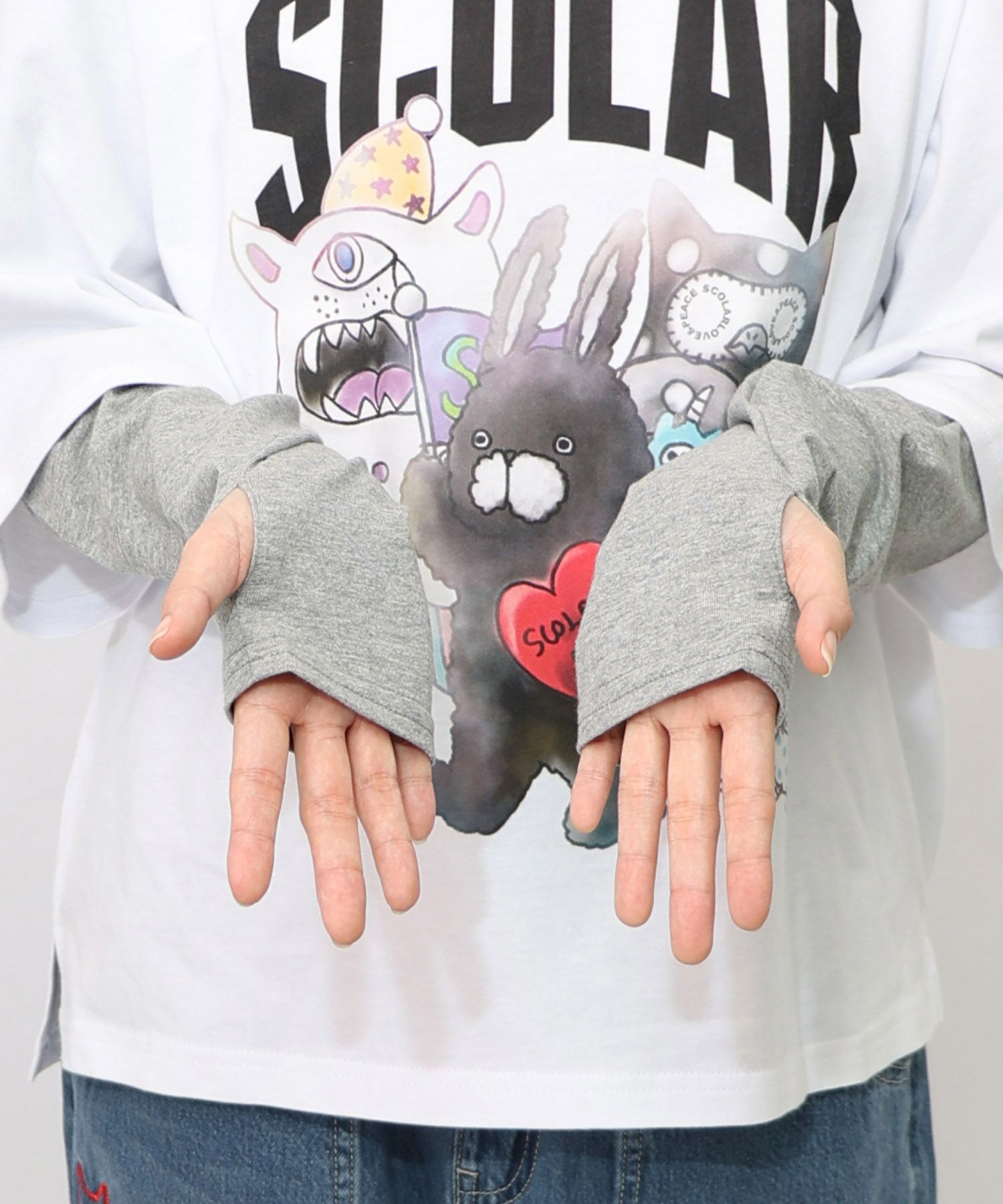 スカラーキャラクターズ柄 レイヤード風ロンT-24