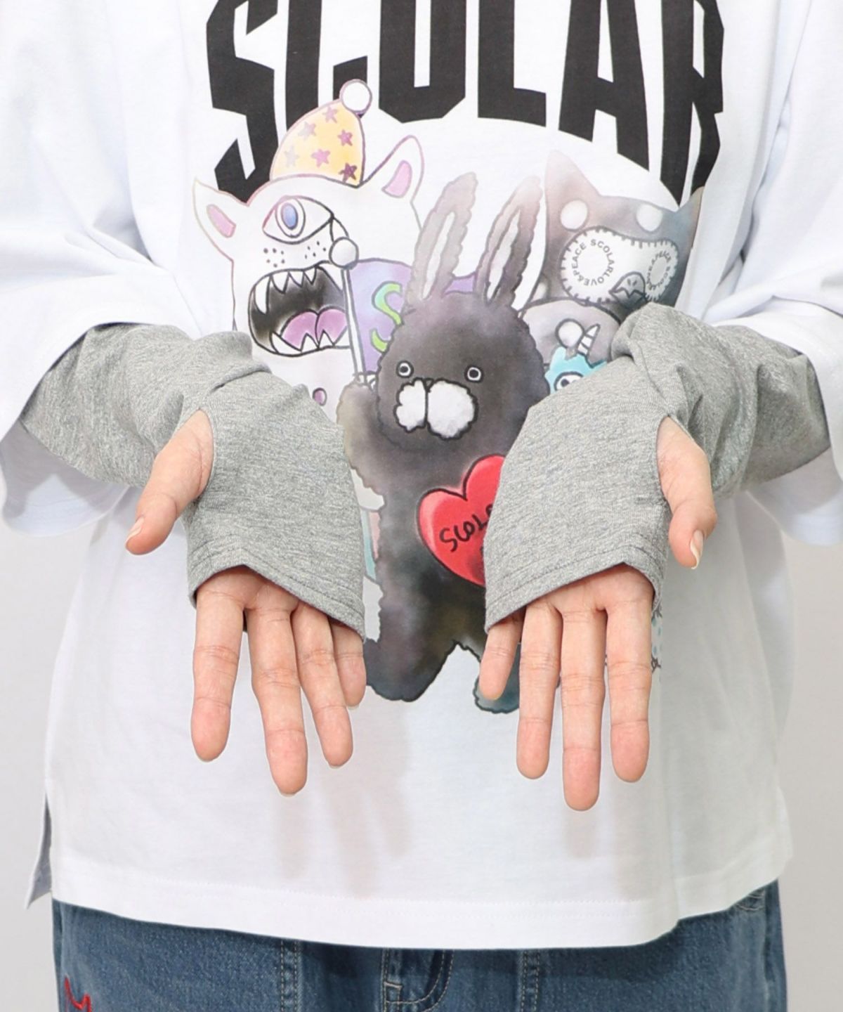 スカラーキャラクターズ柄 レイヤード風ロンT-24