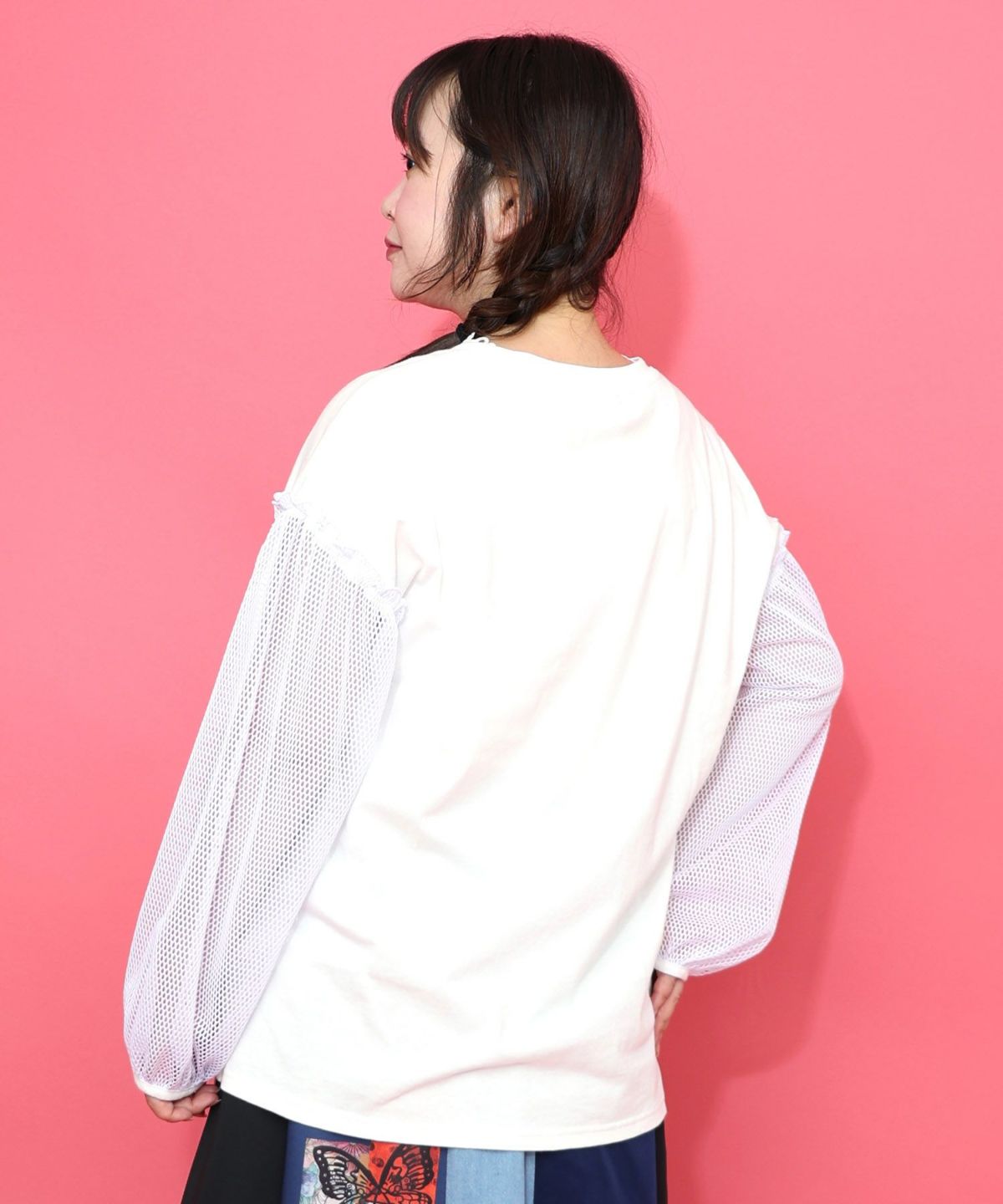 パチうさプリント メッシュ袖Tシャツ-6