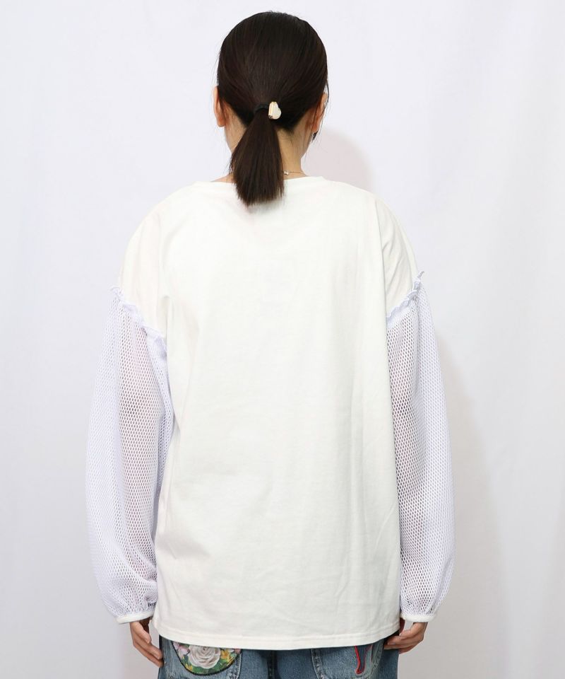 パチうさプリント メッシュ袖Tシャツ-10