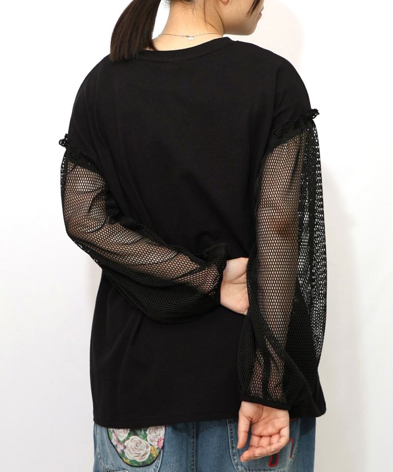 パチうさプリント メッシュ袖Tシャツ-14