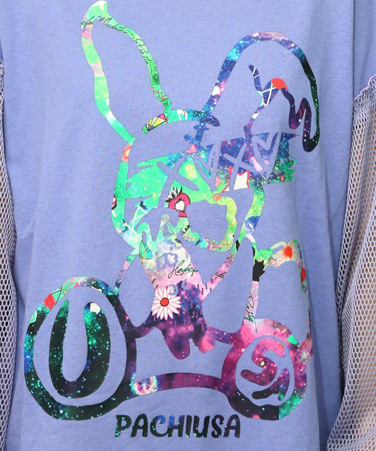パチうさプリント メッシュ袖Tシャツ-19