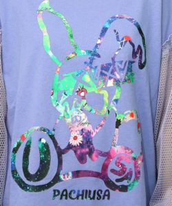 パチうさプリント メッシュ袖Tシャツ-19