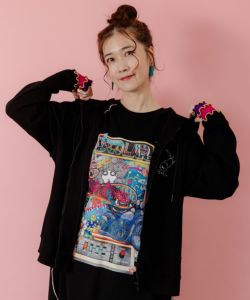 153615：にゃんこスカラー 袖配色パーカーの通販-ScoLar