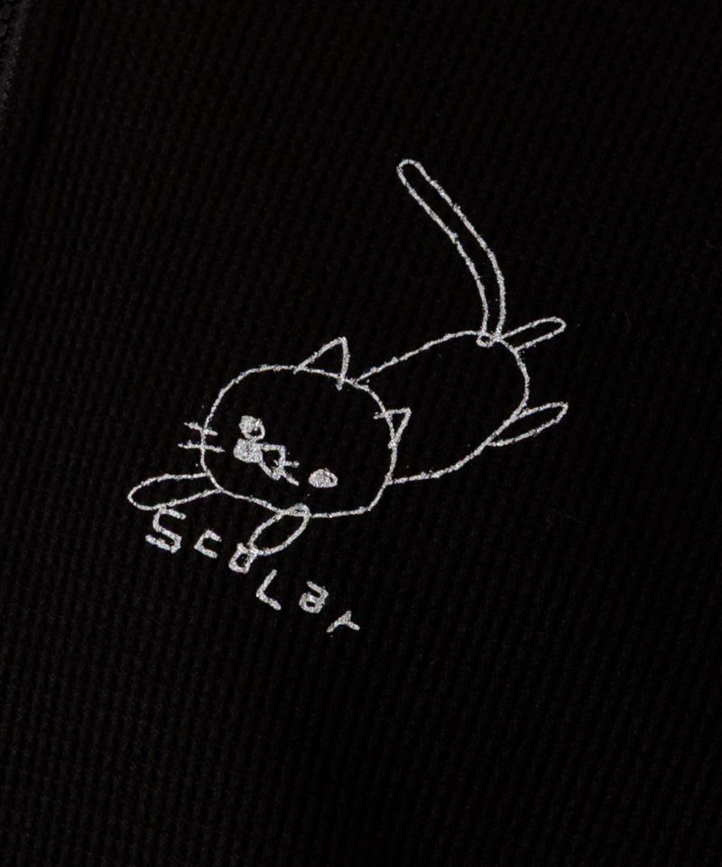 にゃんこスカラー 袖配色パーカー-7