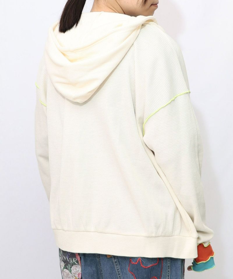 にゃんこスカラー 袖配色パーカー-12