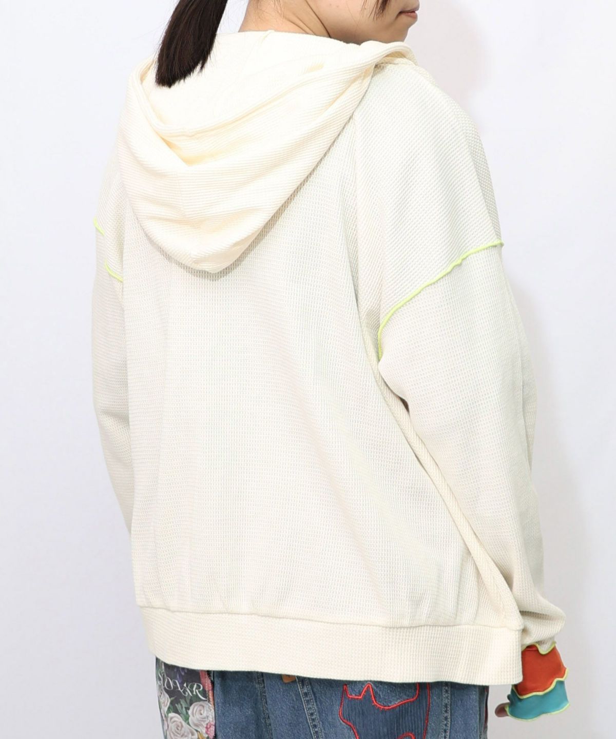 にゃんこスカラー 袖配色パーカー-12