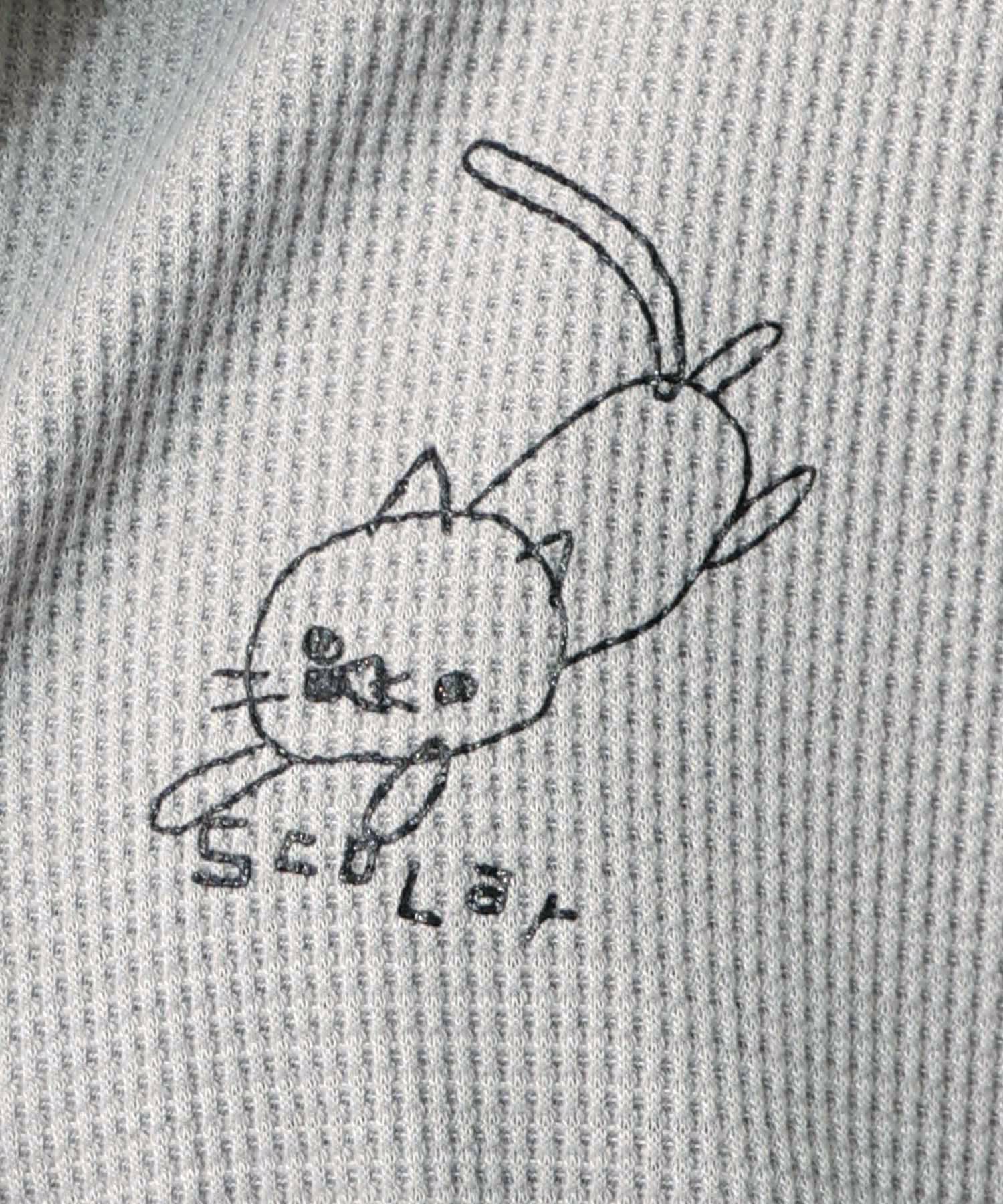 にゃんこスカラー 袖配色パーカー-17