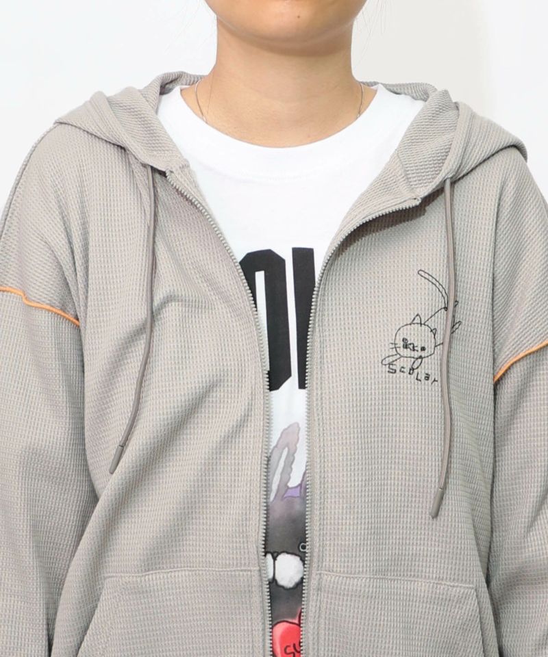 にゃんこスカラー 袖配色パーカー-22