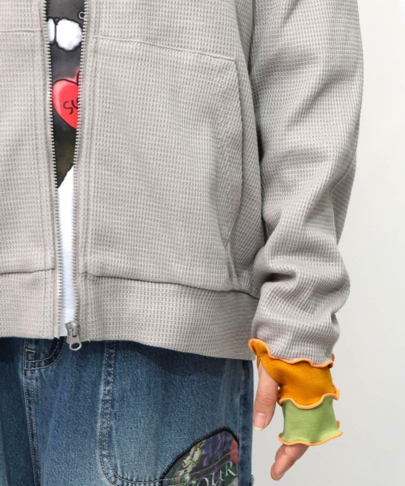 にゃんこスカラー 袖配色パーカー-24