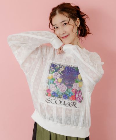 153623：スカラーキャラクターズ柄 レイヤード風ロンTの通販-ScoLar