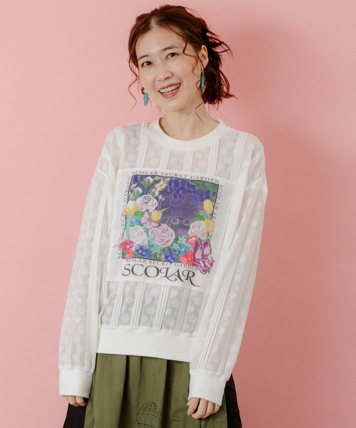 花アップリケレースプルオーバー-3