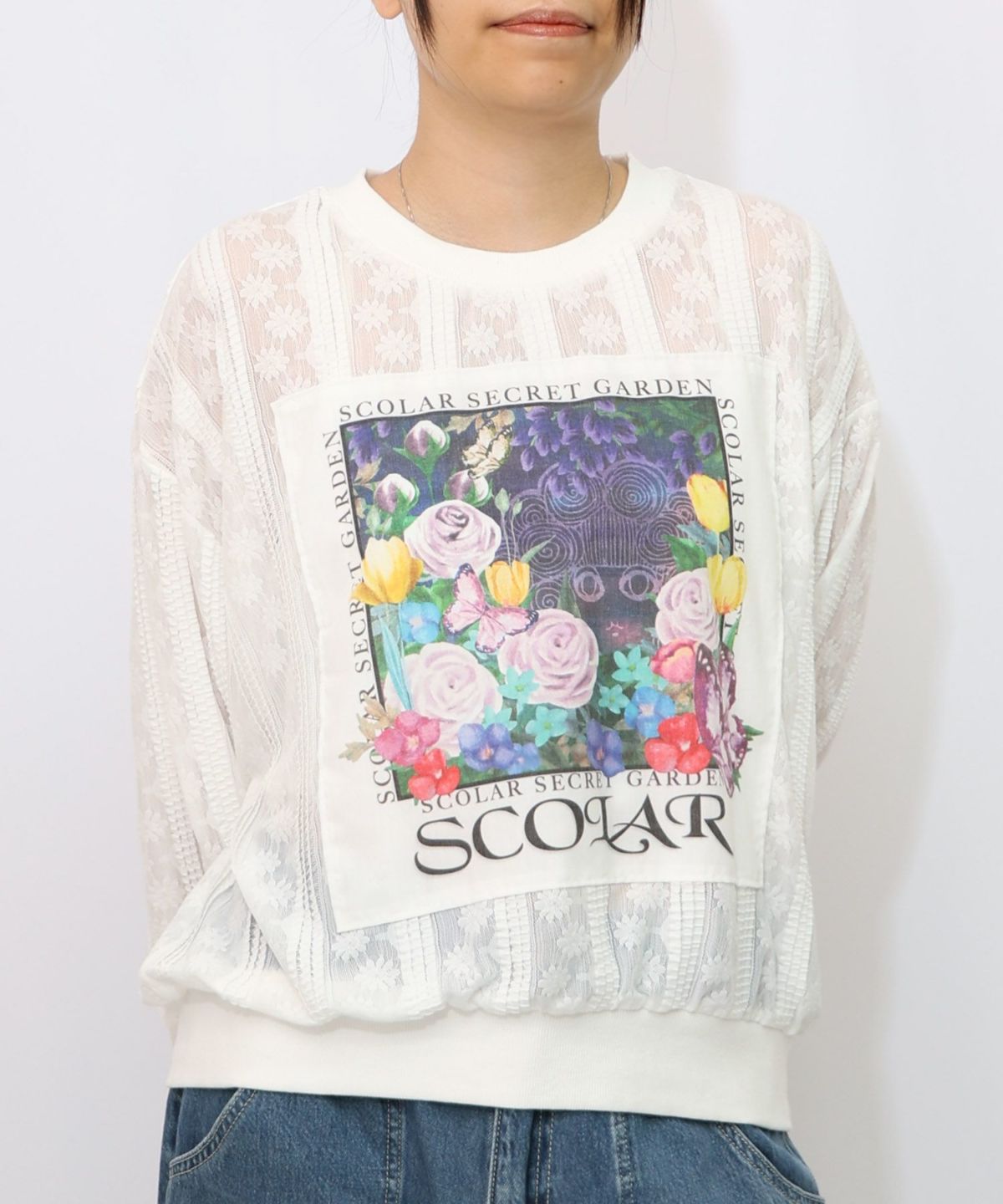 花アップリケレースプルオーバー-6