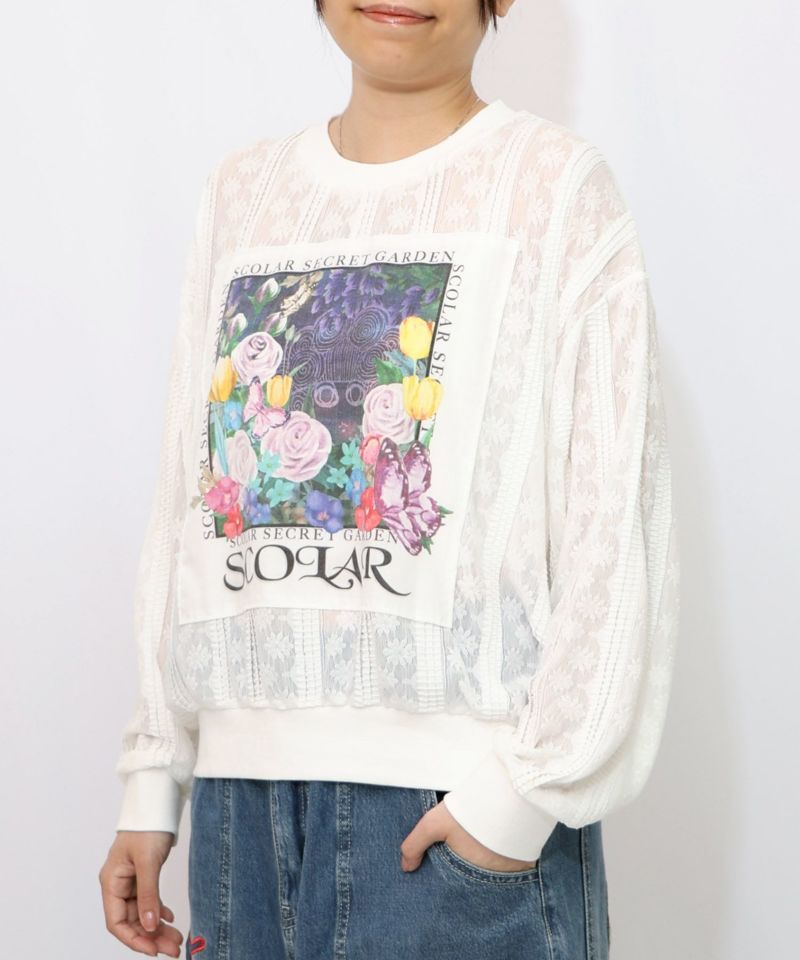 花アップリケレースプルオーバー-7