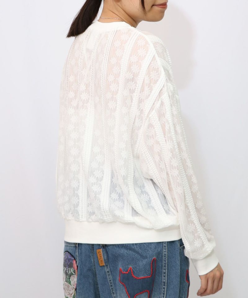 花アップリケレースプルオーバー-8