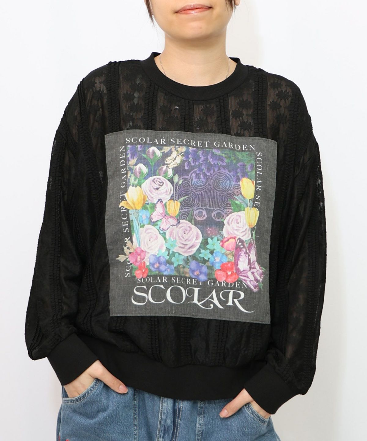 花アップリケレースプルオーバー-10