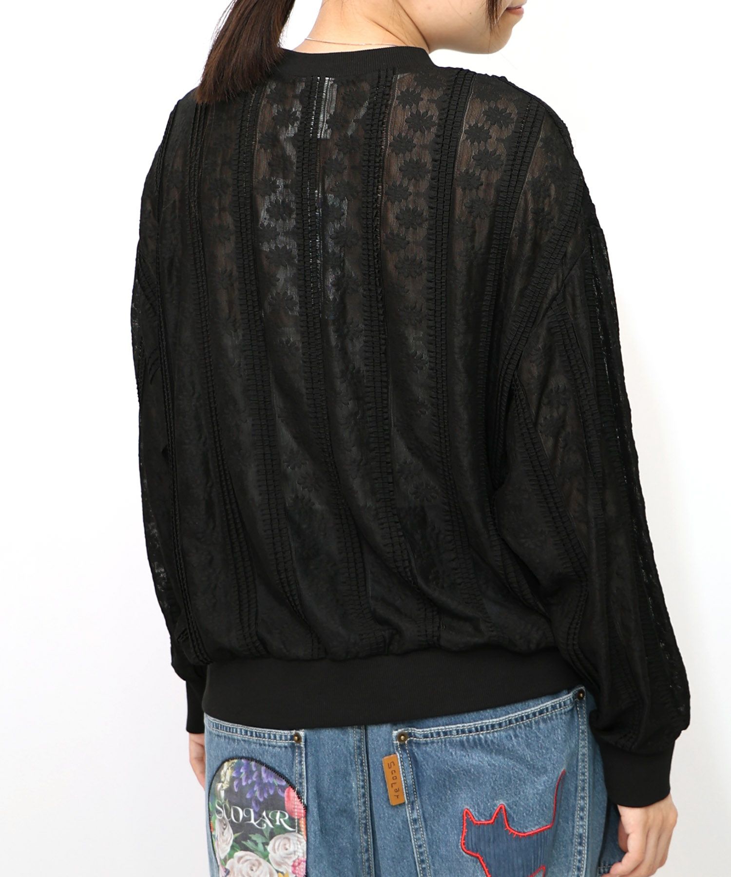 花アップリケレースプルオーバー-12