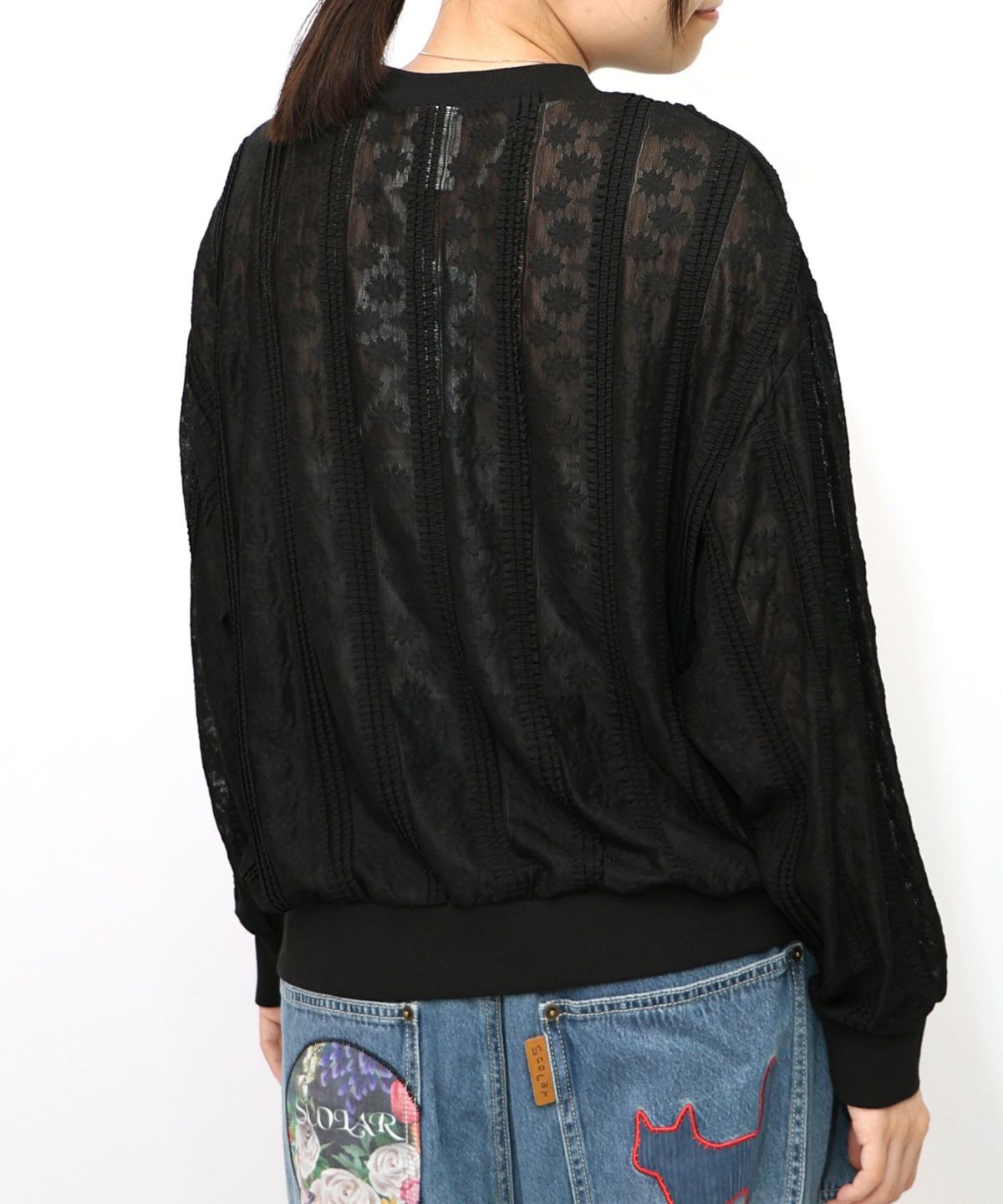 花アップリケレースプルオーバー-12