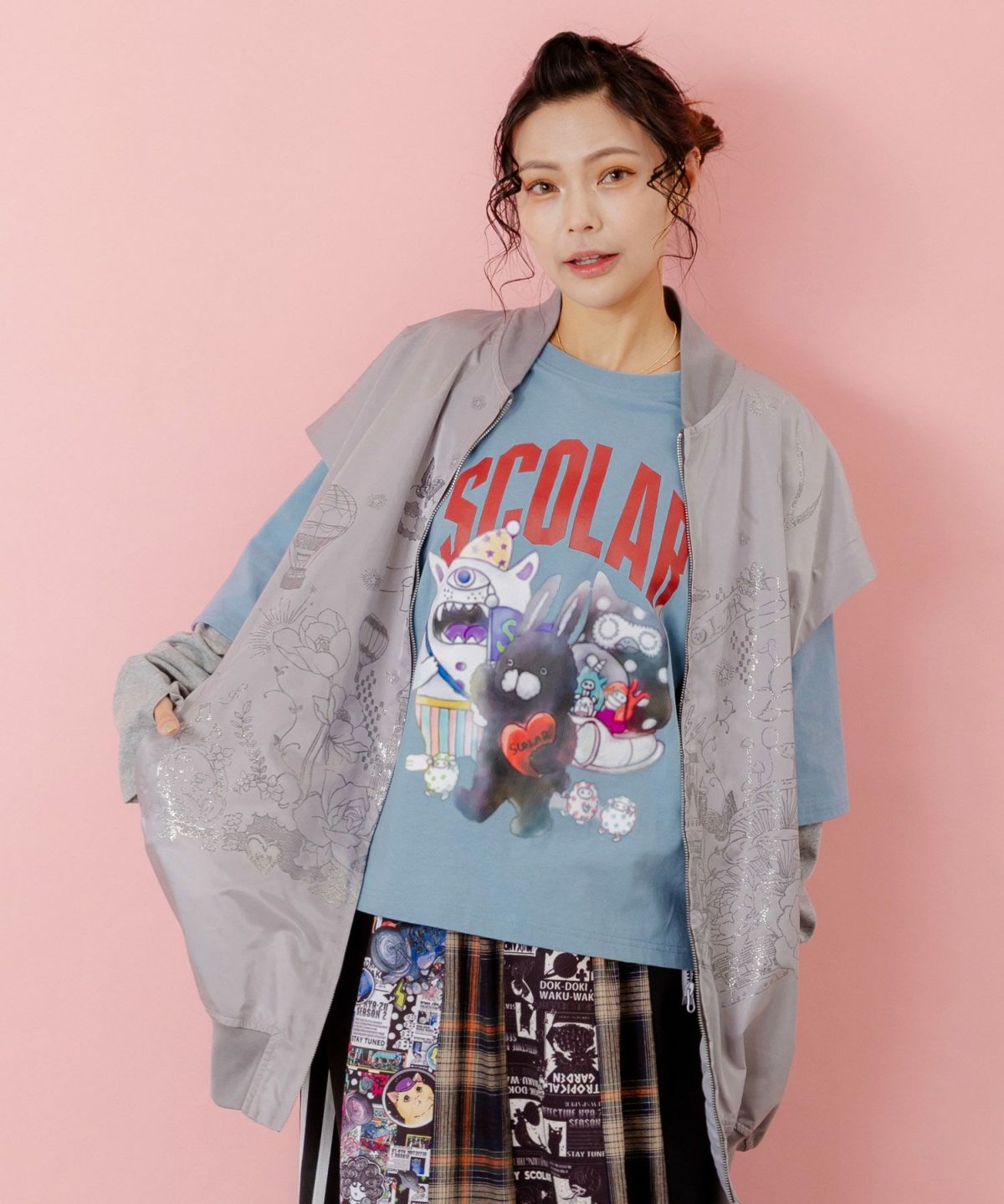 メルヘン柄ラメプリントベスト-1