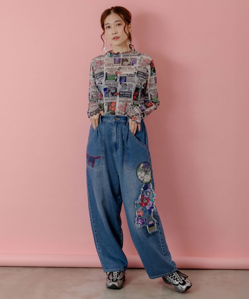 刺繍デニムアップリケ プレミアムパンツ-2