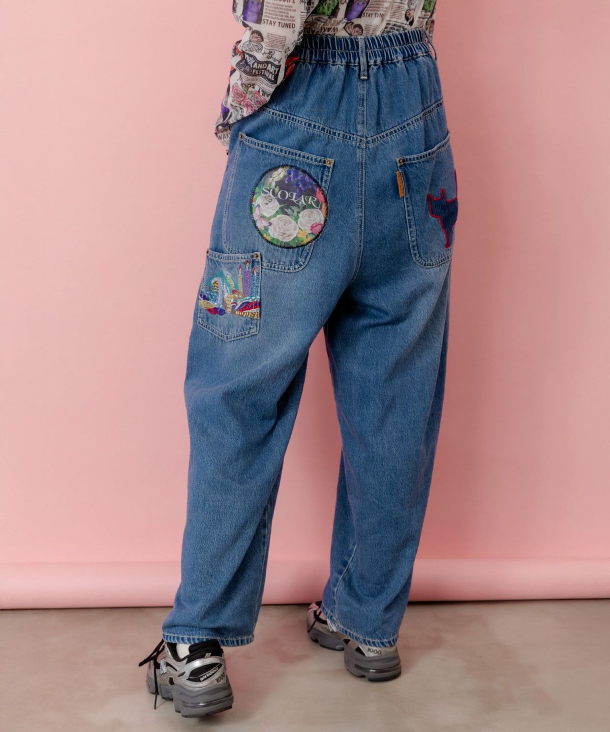 刺繍デニムアップリケ プレミアムパンツ-4