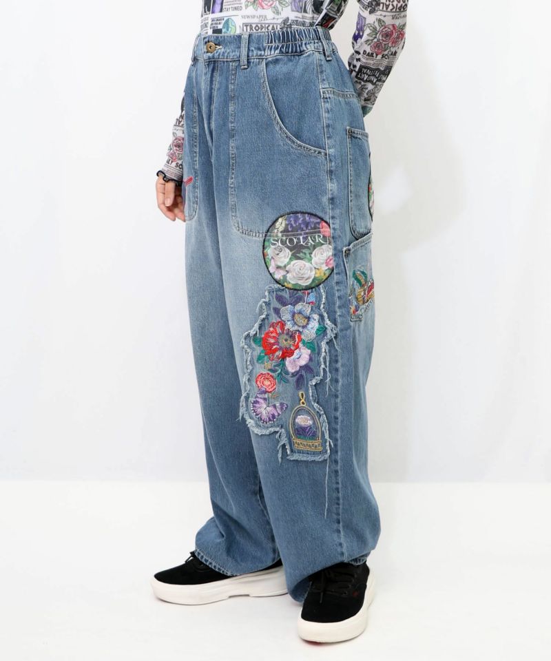 刺繍デニムアップリケ プレミアムパンツ-8
