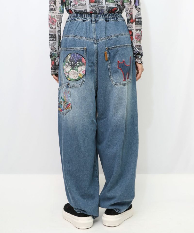 刺繍デニムアップリケ プレミアムパンツ-10