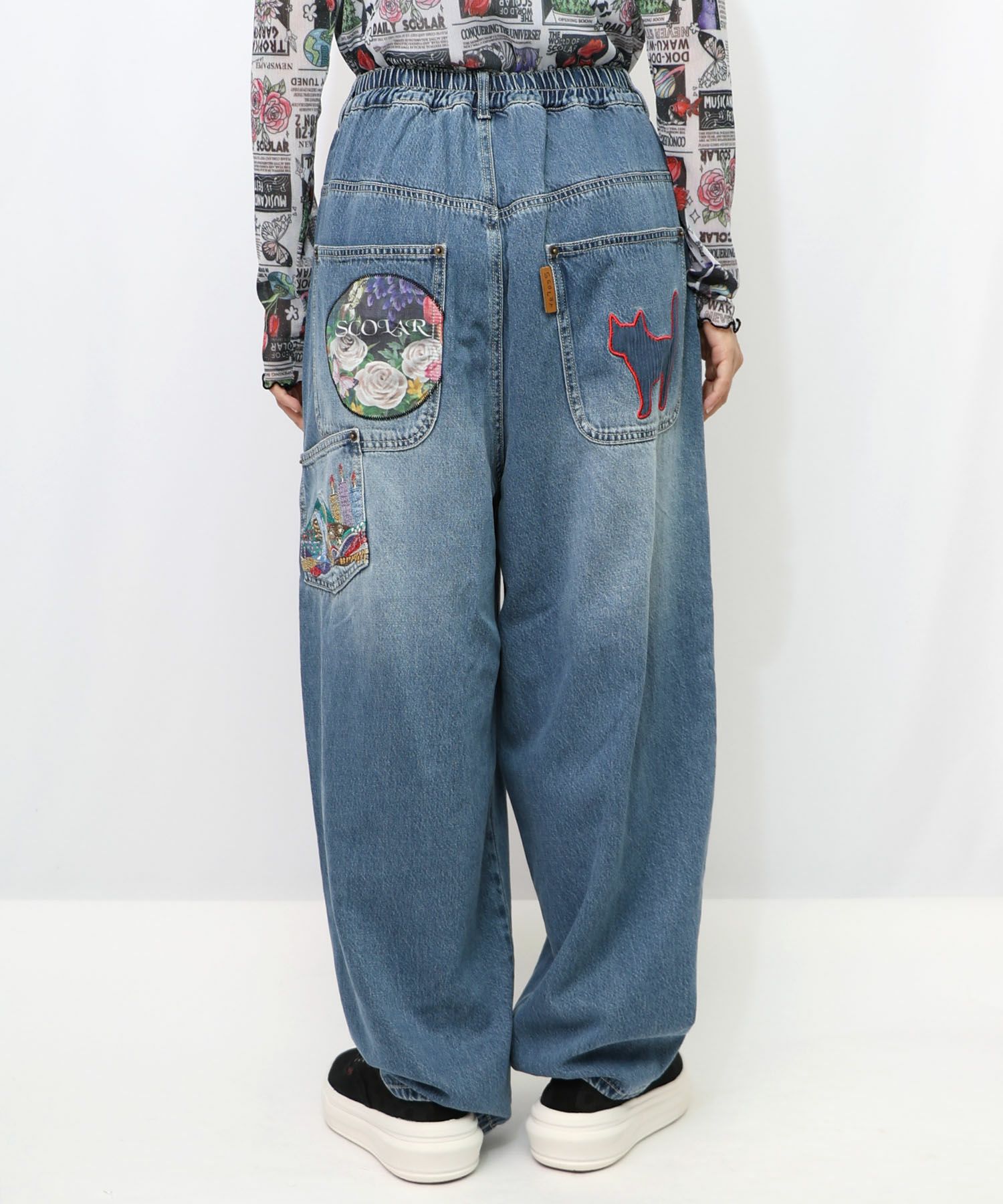 刺繍デニムアップリケ プレミアムパンツ-10