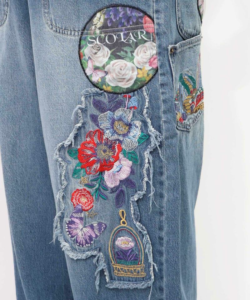 刺繍デニムアップリケ プレミアムパンツ-11