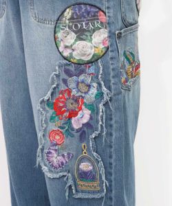 刺繍デニムアップリケ プレミアムパンツ-11