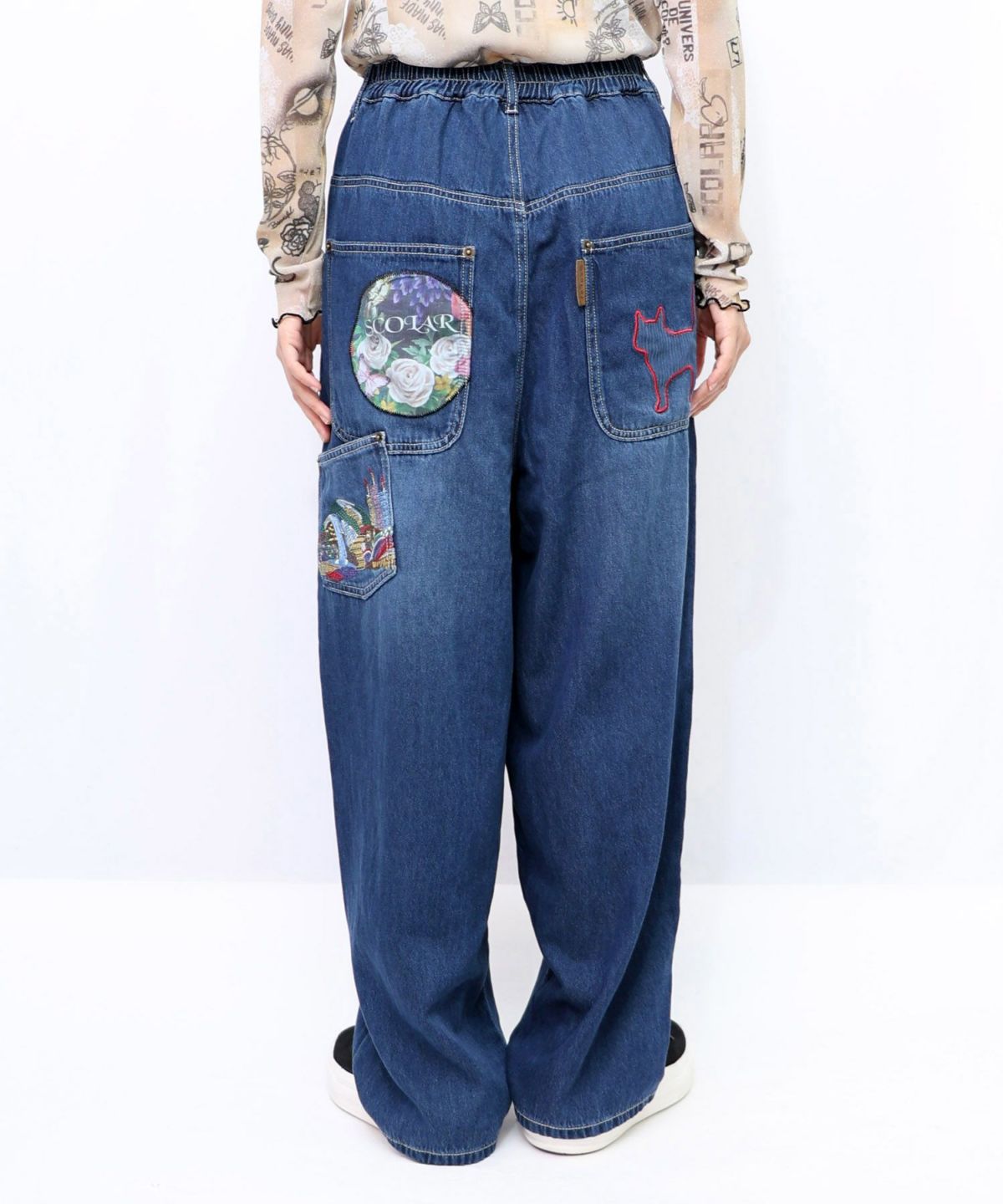 刺繍デニムアップリケ プレミアムパンツ-15