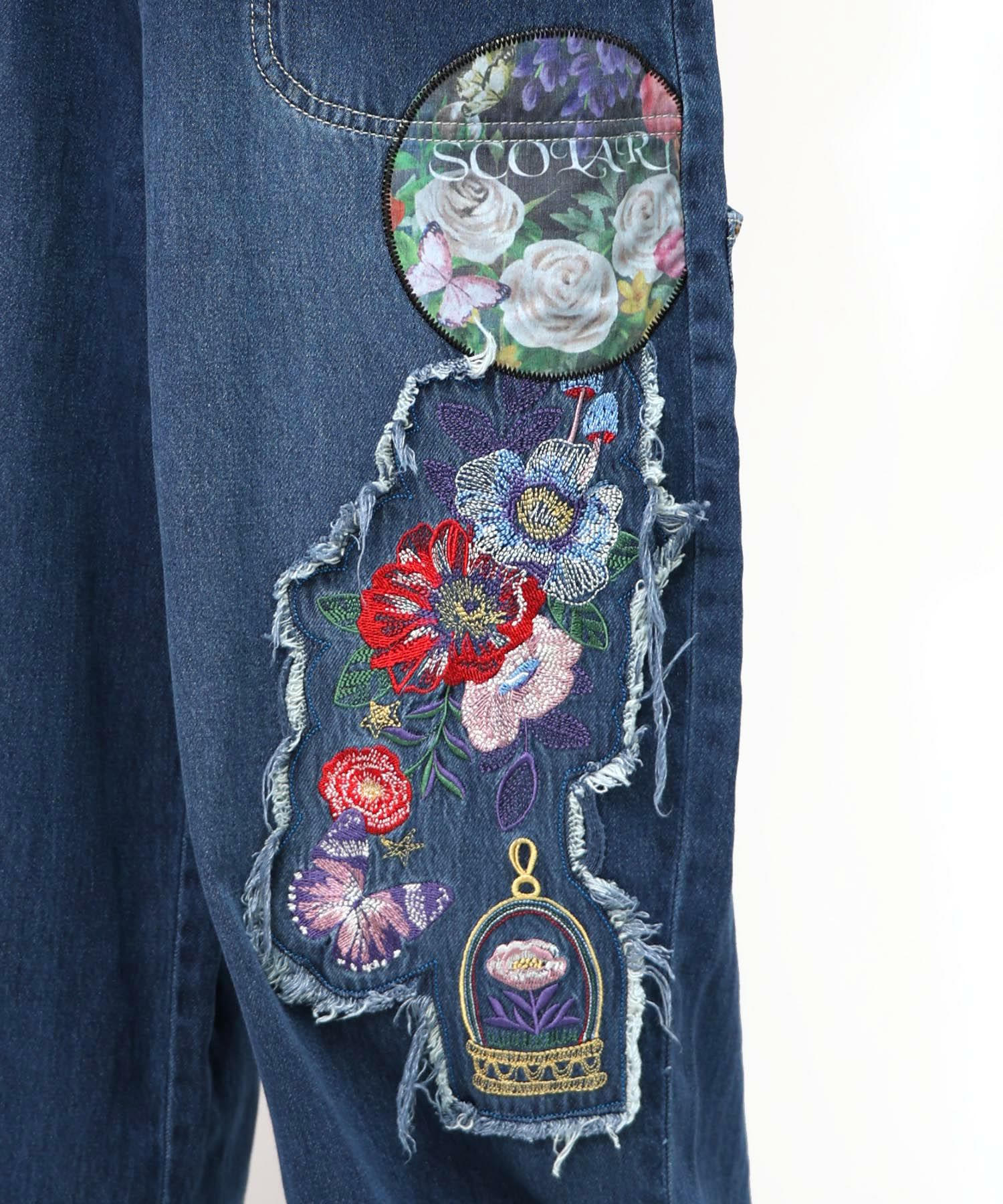刺繍デニムアップリケ プレミアムパンツ-16