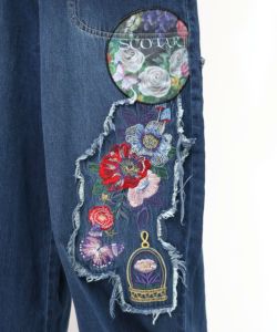 刺繍デニムアップリケ プレミアムパンツ-16