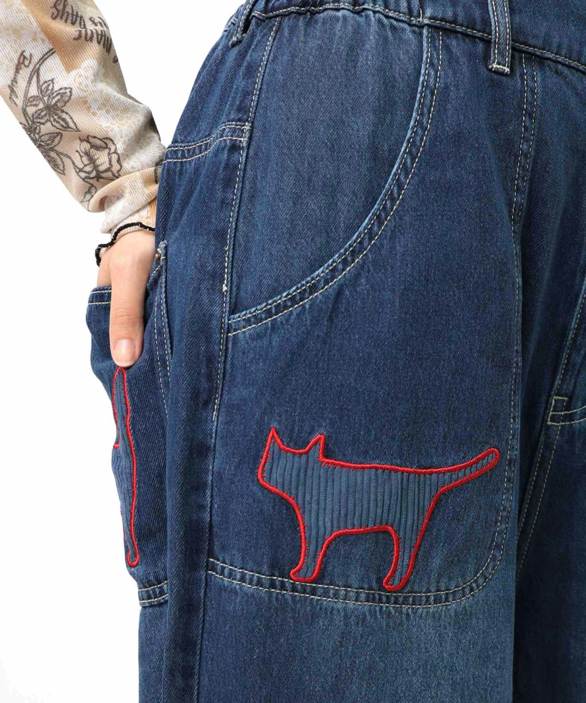 刺繍デニムアップリケ プレミアムパンツ-19