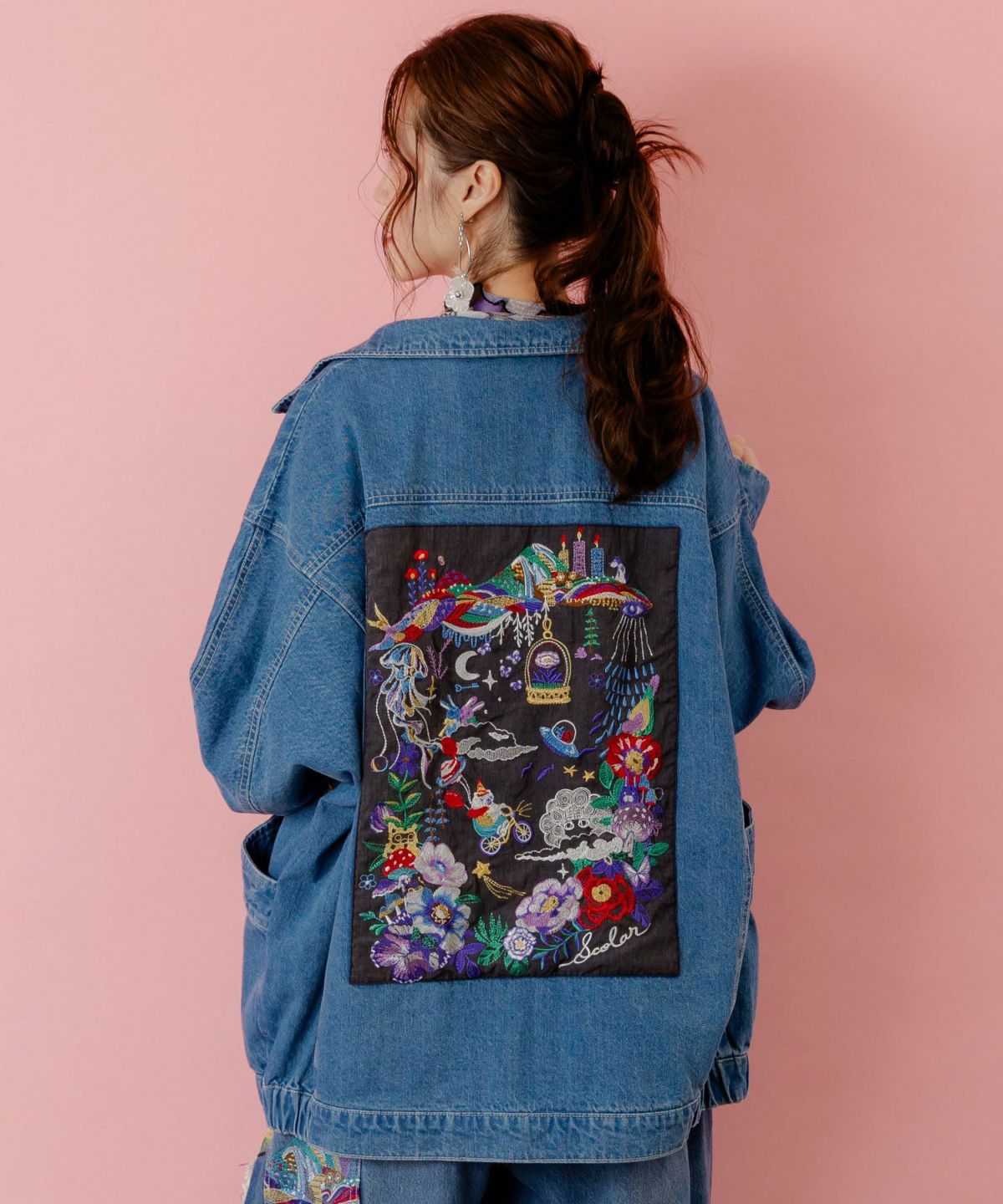 刺繍デニムアップリケ プレミアムブルゾン-6