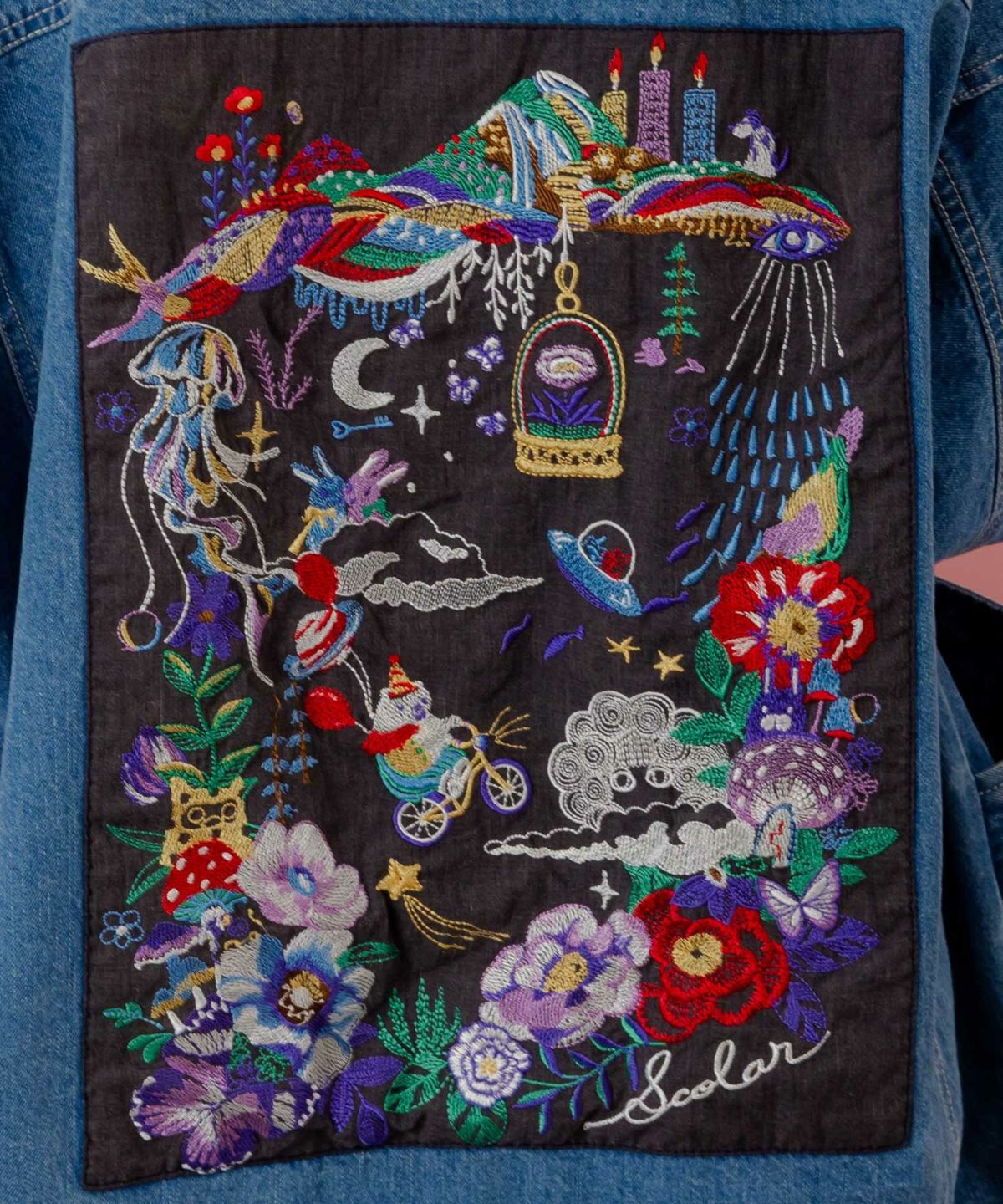 刺繍デニムアップリケ プレミアムブルゾン-7