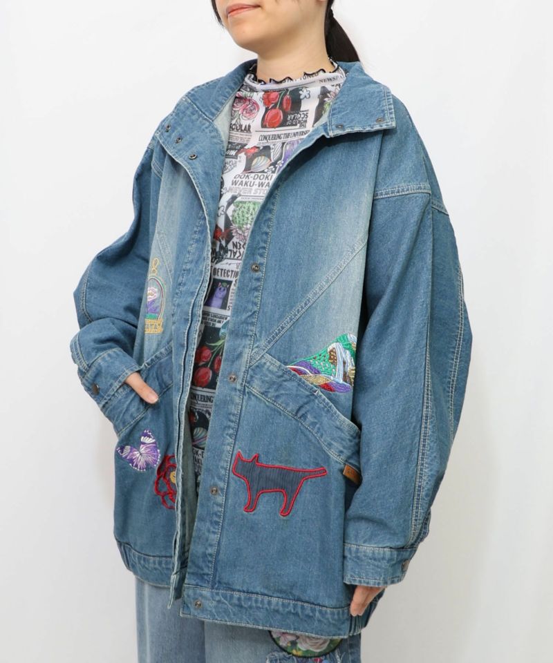 刺繍デニムアップリケ プレミアムブルゾン-10