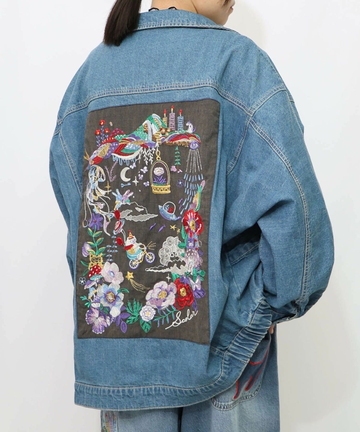 刺繍デニムアップリケ プレミアムブルゾン-11